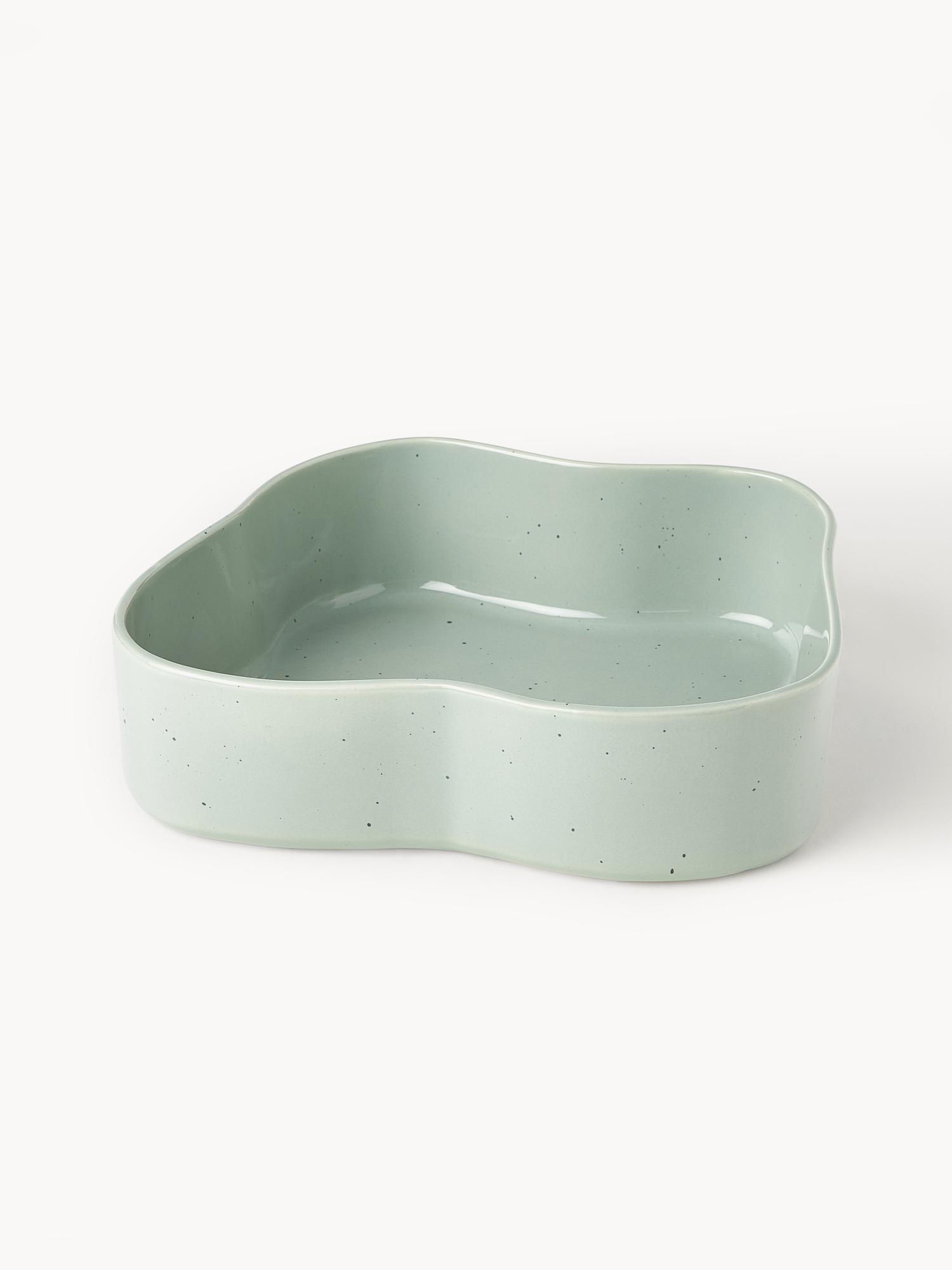 Dekoratyvinė lėkštė Milas, šalavijų žalia, keraminė, DECO kolekcija, elegantiška forma.