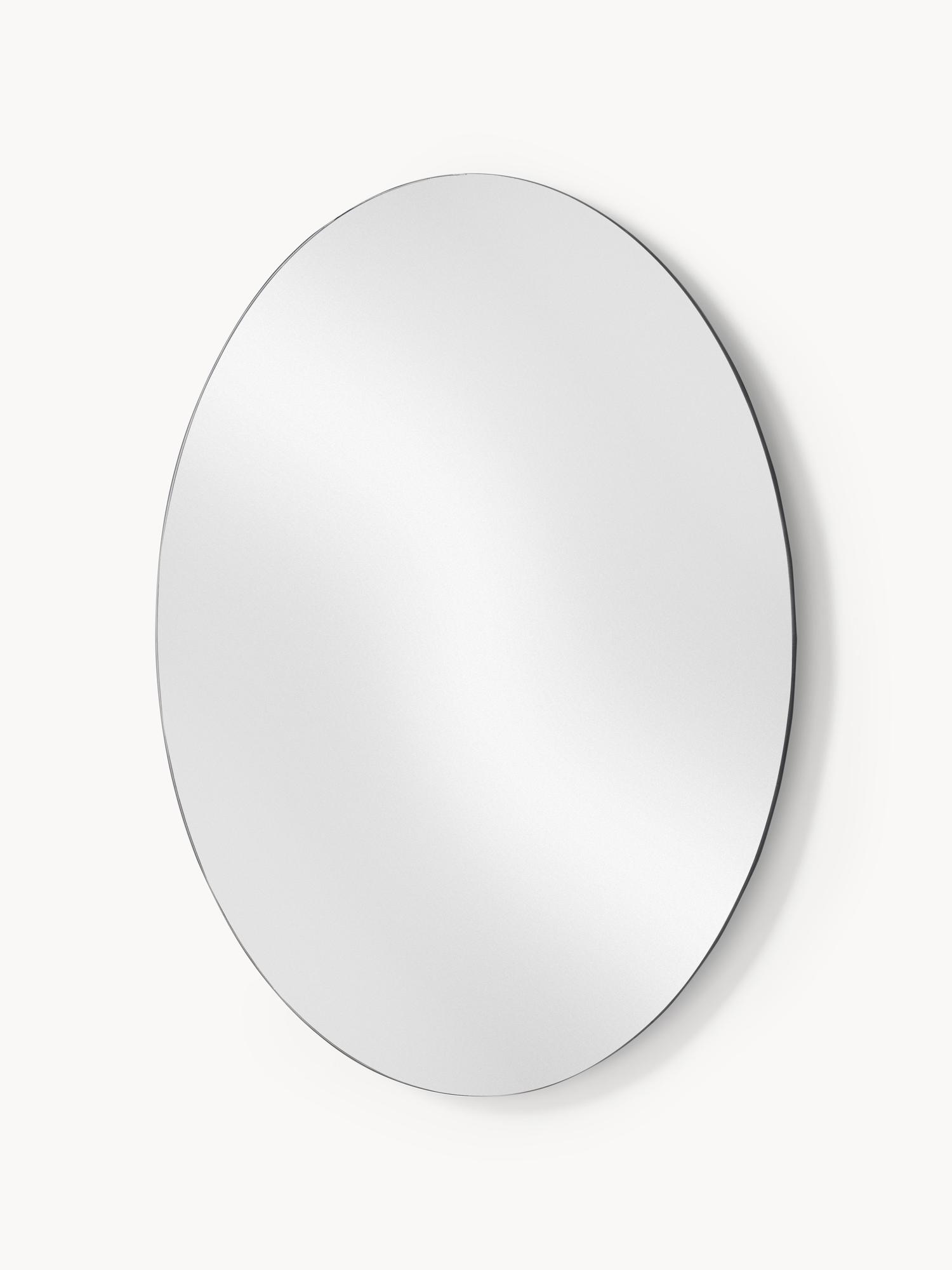Apvalus, berėmis sieninis veidrodis Erin, Ø 72 cm, su juodu matiniu kraštu, minimalistinio dizaino, kabinamas ant sienos.